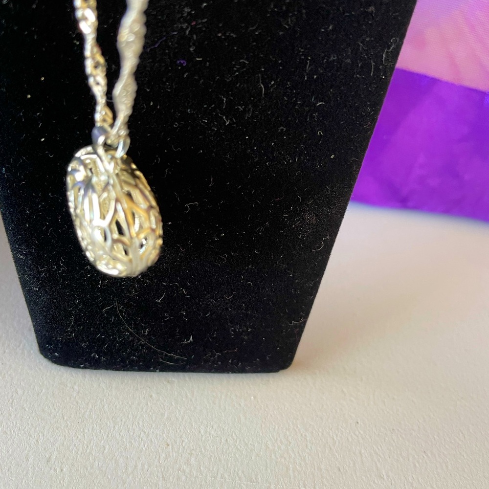 Silver Puff Heart Necklace and Earrings - Picture 6 of 6